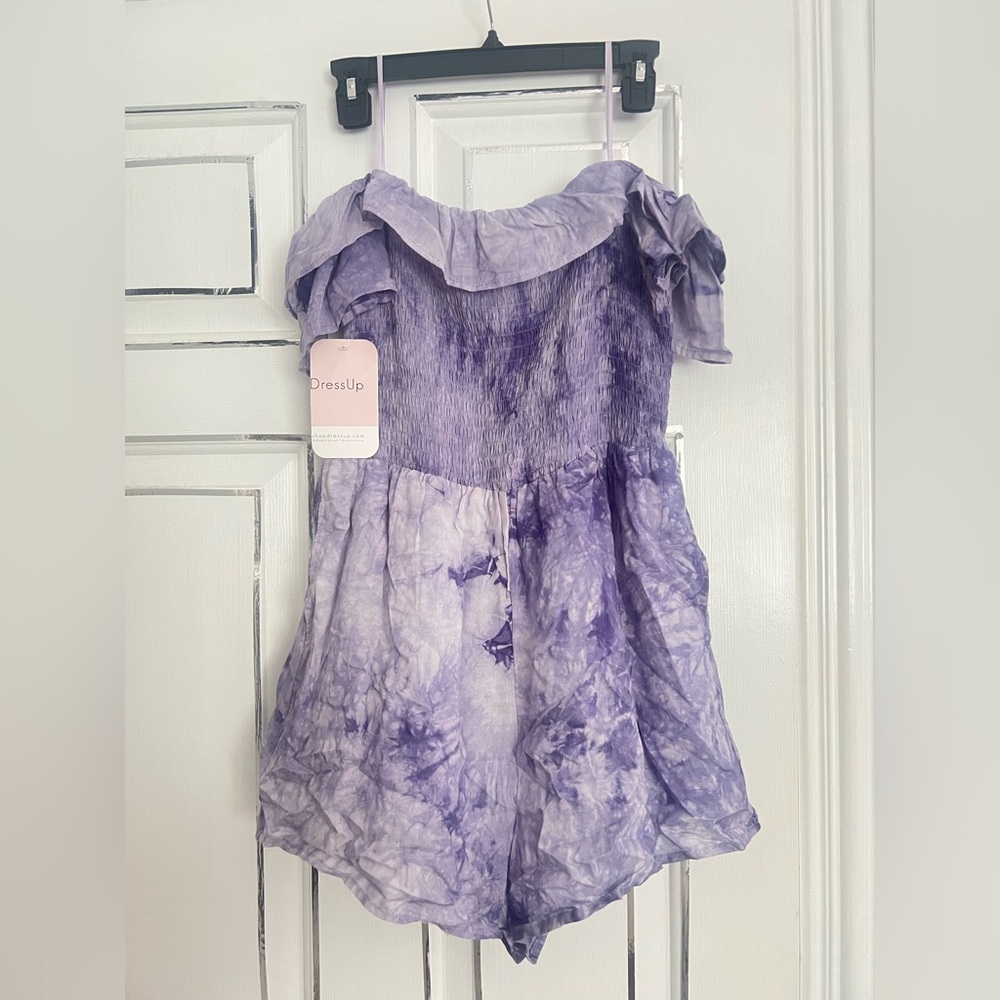 Shop Dress Up Purple Tie Dye Romper